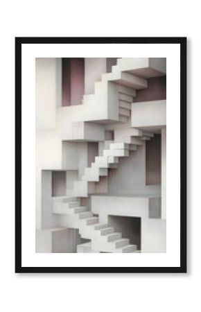 Abstract Geometric Concrete Staircase Design