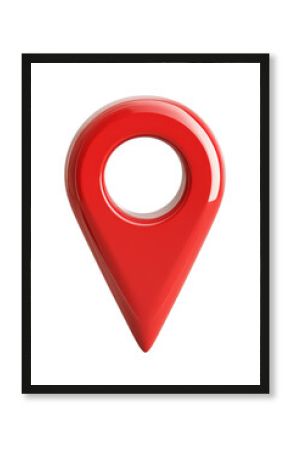 Red glossy 3d map pin symbol highlighting location concept on a transparent background