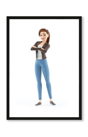 3d cartoon woman arms crossed