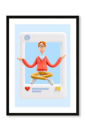 3d illustration. Social media concept. Larry in mediation. 