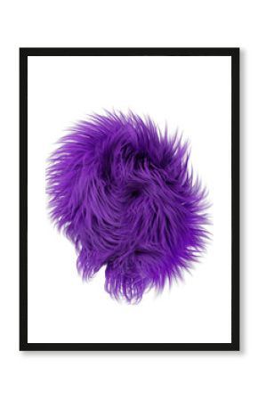 3d rendering fluffy purple abstract png shape isolated on transparent background. Creative hairy element for collages, art decoration for presentation, social media. Trendy realistic shape.