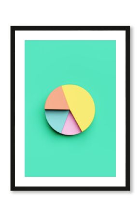 Colorful 3D rendered financial pie chart with copy space