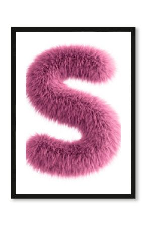Pink 3D Fluffy Letter S
