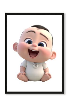 cute baby 3d character with laughing face expression. generative ai