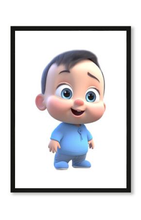 cute baby 3d character with smiling face expression