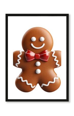 gingerbread man cookie cutout glossy icing isolated  xmas decoration