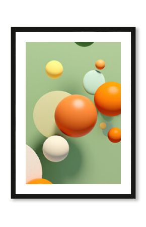 Shiny balls with different size on simple gradient background. Glossy bubbles in empty space. Abstract ultra wide composition with chaotic floating spheres. 3d rendering 