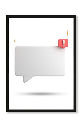 3d rendering of speech bubble, 3D pastel chat with exclamation mark icon set.