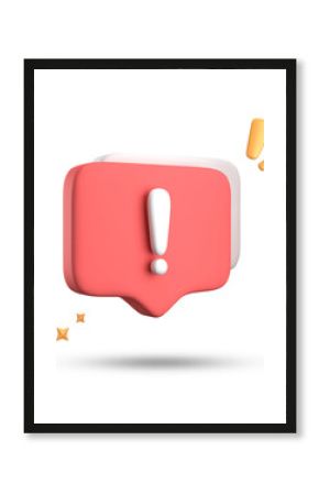 3d rendering of speech bubble, 3D pastel chat with exclamation mark icon set.