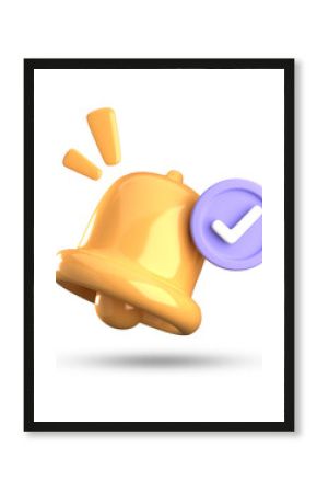 3d rendering of bell notification, 3D pastel icon set.