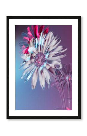 3D render of white and pink glass flowers