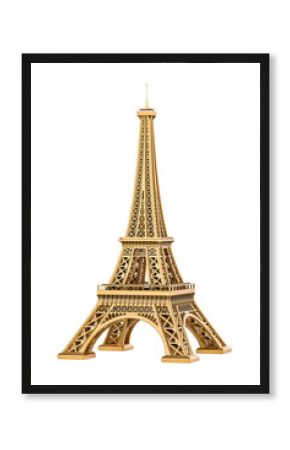 Golden Eiffel Tower. 3D rendering isolated on transparent background