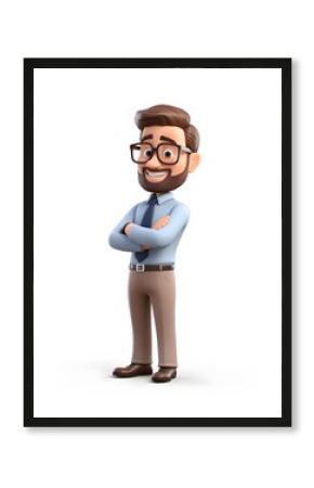  businessman arms crossed 3d cartoon on a white background. 