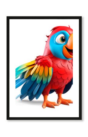 3d cartoon parrot, isolated