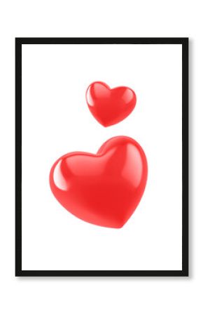 Two glossy hearts isolated on white. Emoji icon. Clipping path included