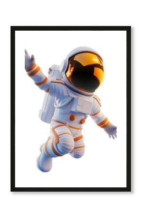 spaceman astronaut flying, 3d render style, illustration design, isolated on transparent background