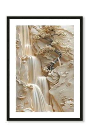 Beautiful landscapes 3d relief wallpaper. Mural wallpaper. Wall art. AI generated illustration