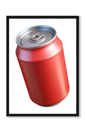 A simple and appealing 3D illustration of a red soda can, suitable for food and beverage icons, branding, and playful graphics.