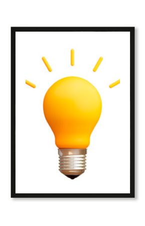 Yellow light bulb 3D icon on transparent background, Idea and innovation concept, 3d illustration