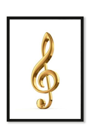 Golden treble clef - 3d render