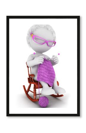 3d white people old woman