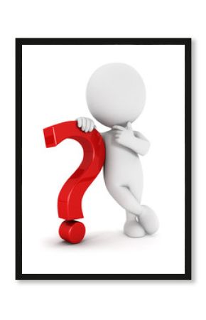3d white people with a question mark
