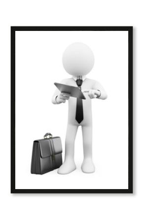 3D Businessman - Working with a tablet