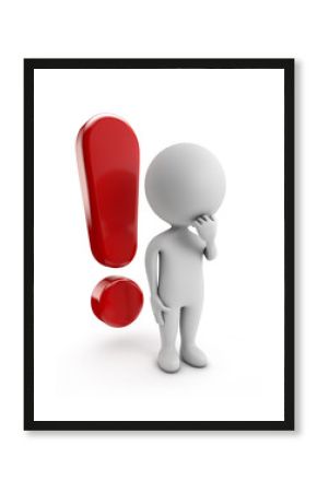 3d cute peope- exclamation sign