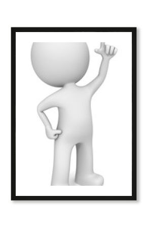 Pointing Up. The dude 3D character in confident stance pointing up.