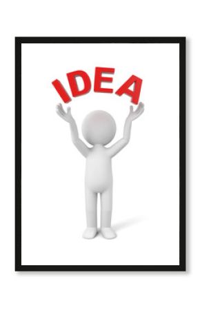 3d people with a word of idea. 3d image. Isolated white background.