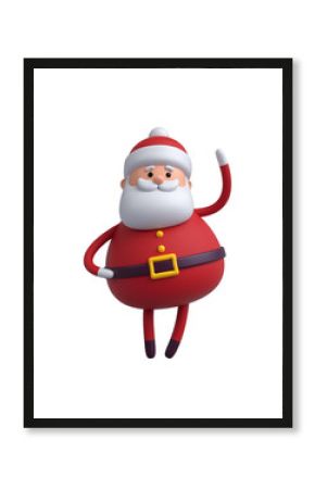3d render, digital illustration, Santa Claus cartoon character, Christmas toy isolated on white background