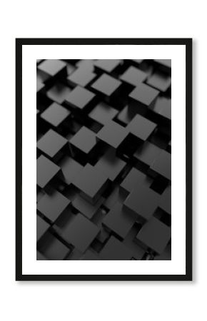Abstract cubes. Black background. 3d render.