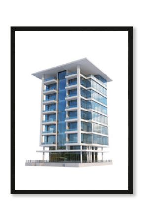 Modern building isolated on a white background. 3d illustration