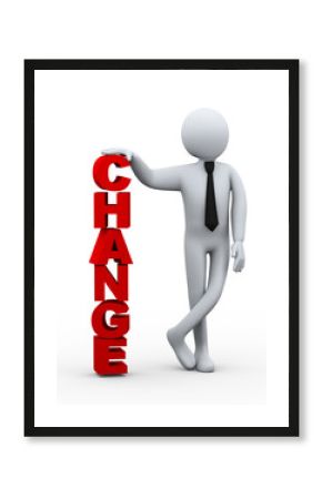 3d businessman with word change