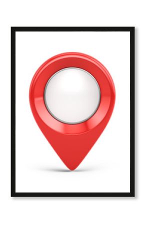 Red glossy map pointer - 3d location icon isolated on white. 3d rendering