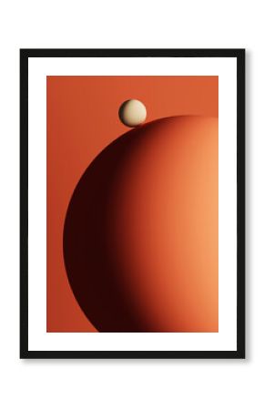 Three dimensional render of small sphere on top of large one