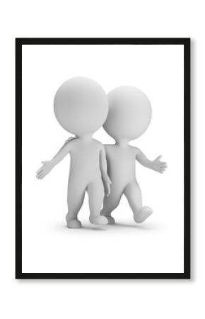 3d small people - two walking friends