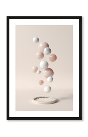 Floating white and beige spheres above vent