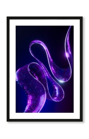 3d neon optical fiber data stream with quantic flow and glow