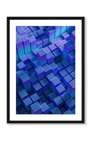 Colorful abstract cityscape with geometric shapes
