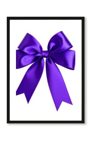 Elegant purple satin bow against white