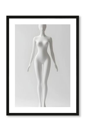 Confident and Captivating White Female Mannequin in Bold Pose on Plain Background