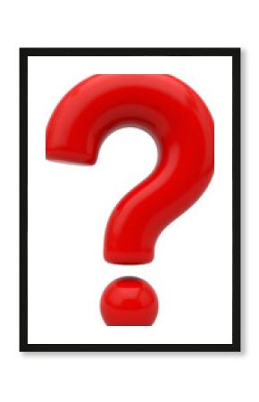 Red question mark on a transparent background