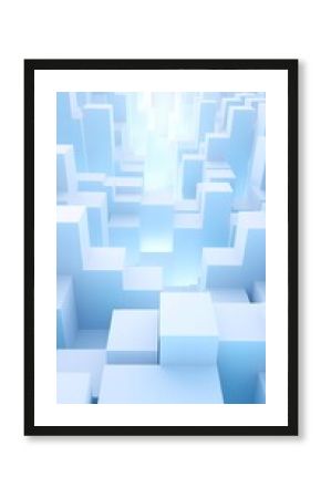 digital technology blue and white luminous 3d square poster background