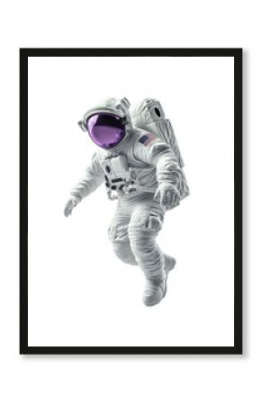 Isolated Astronaut in White Suit Floating in Space