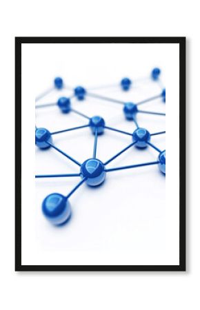 blue abstract network connection structure molecular 3d render
