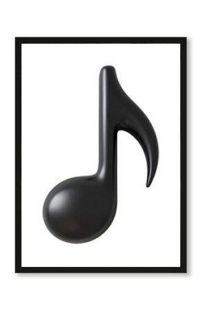 black music note 3d render icon isolated on white background 
