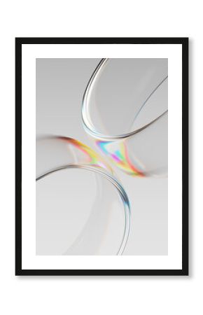 Abstract 3D rendering of transparent rings with a minimalist and elegant design