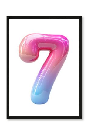 7 Glossy Pink and Blue Gradient Number Seven 3D Render
