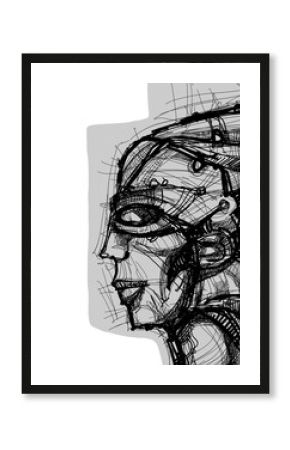 Abstract face. Abstract image for printing. Picture for modern interiors. The picture is painted by hand on a tablet.